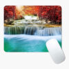 Beautiful Waterfall in Deep Forest Mouse Pad Sunset Mouse Pad Cute Mouse Pad Mouse Mat Square Waterproof Mouse Pad Non Slip Rubber Base