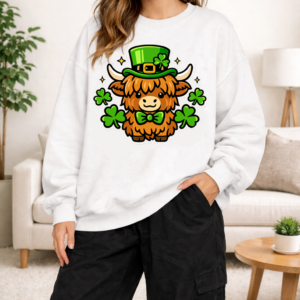 Highland Cow St. Patrick’s Day Adult Sweatshirt